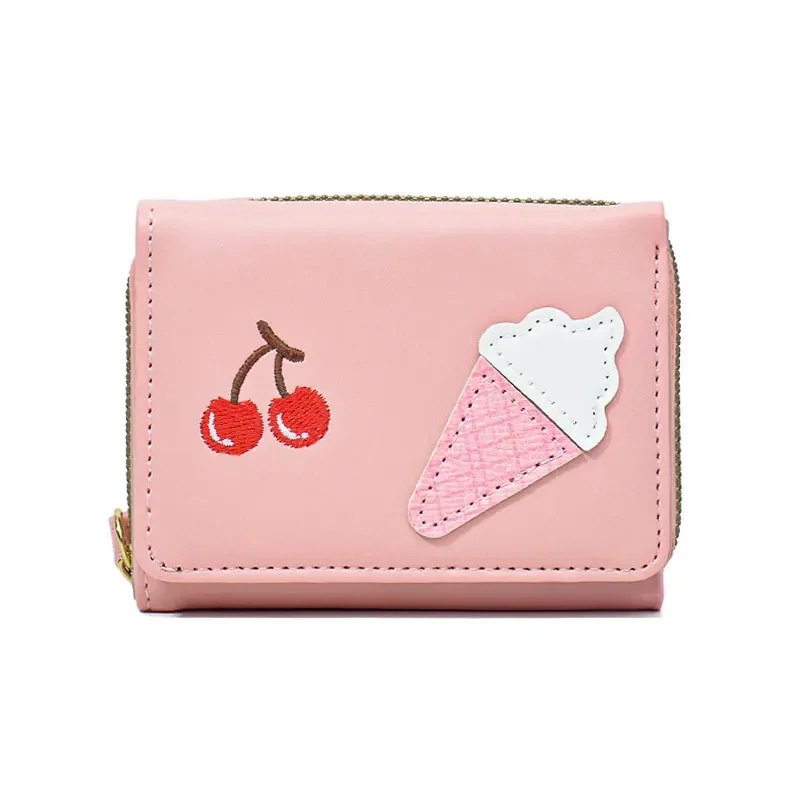 

New Ice Cream Cherry Simple Cute Delicate Large Capacity Purse Female Anti-theft Anti-degaussing Purse Card Bag