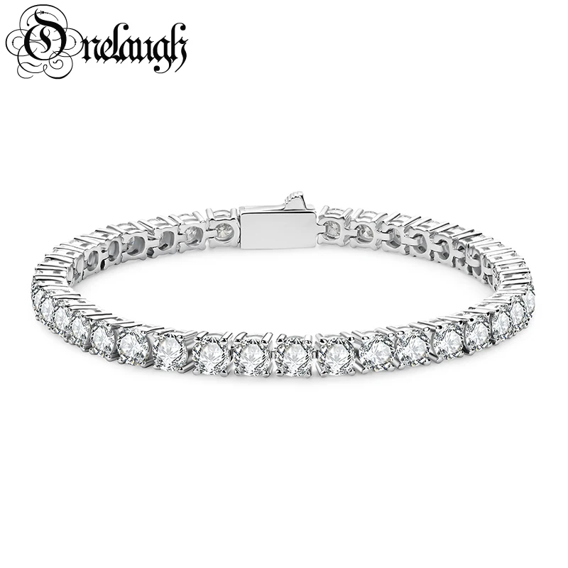 

Onelaugh 16cm-20cm lehgth 4mm D Color Moissanite Diamond Tennis Bracelet for Woman 925 Silver Wedding Wrist Moissanite Bracelets