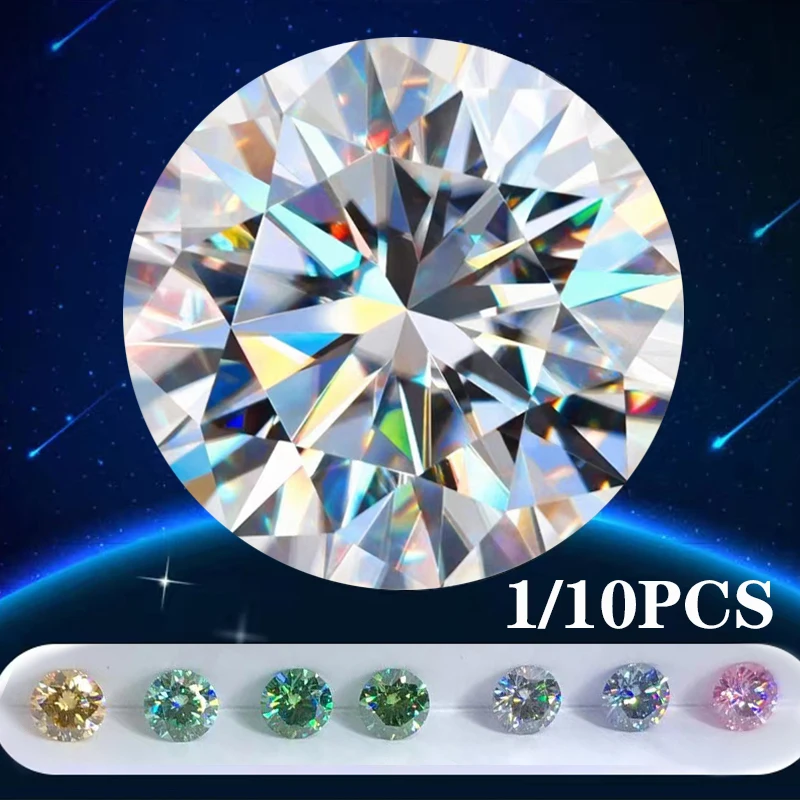 1/10Pcs Real Moissanite Loose Gemstone Round Shape Multicolor VVS1 Excellent Cut Pass Diamonds Tester For Women Jewelry Making
1/10Pcs Real Moissanite Loose Gemstone Round Shape Multicolor VVS1 Excellent Cut Pass Diamonds Tester For Women Jewelry Making