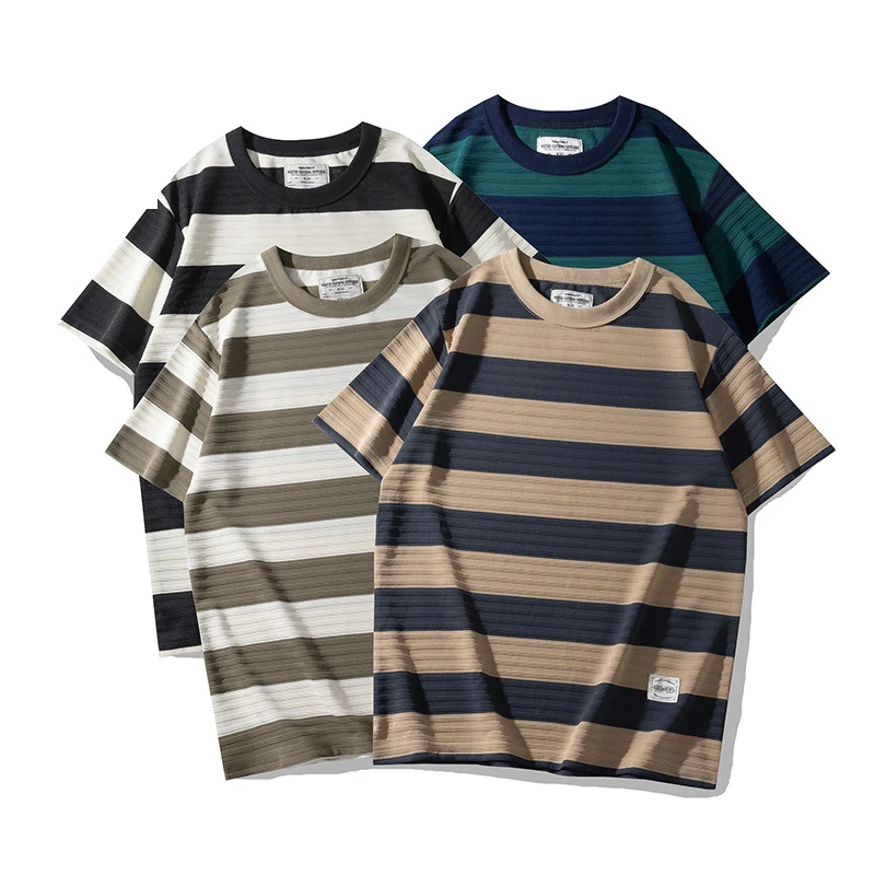 Ok4113 Summer Handsome Youth Classical Striped Round Neck Loose T-Shirts For Man And Women Loose Casual Short Sleeved Pullovers
Ok4113 Summer Handsome Youth Classical Striped Round Neck Loose T-Shirts For Man And Women Loose Casual Short Sleeved Pullovers