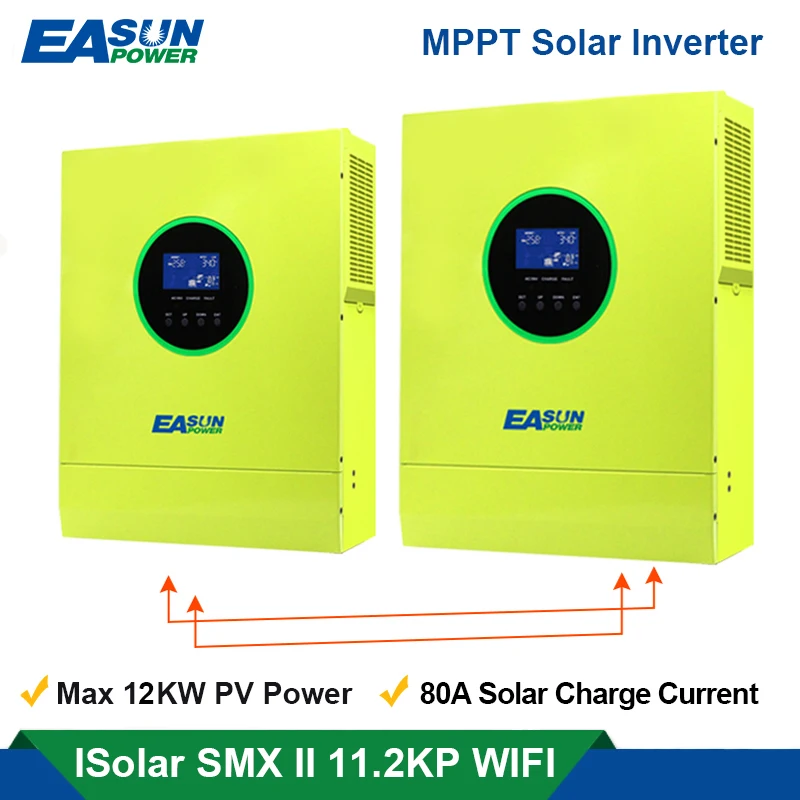 EASUN POWER 11.2KW Solar Inverter 500Vdc PV Input 12000W Power MPPT 80A Sola Charger Pure Sine Wave WiFI Hybrid Solar inverter
EASUN POWER 11.2KW Solar Inverter 500Vdc PV Input 12000W Power MPPT 80A Sola Charger Pure Sine Wave WiFI Hybrid Solar inverter