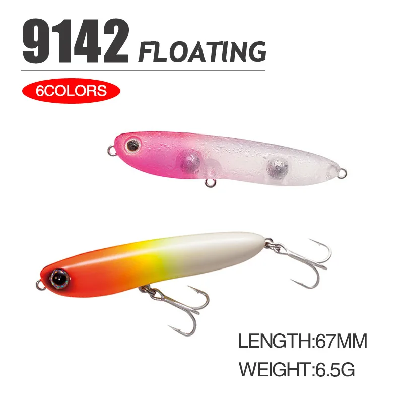 2 Pieces Lures 3D Eye Fish Hook Artificial Bait Floating Pencil Lure Luminous River Fishing 67mm 6.5g Bait 6 Colors
2 Pieces Lures 3D Eye Fish Hook Artificial Bait Floating Pencil Lure Luminous River Fishing 67mm 6.5g Bait 6 Colors