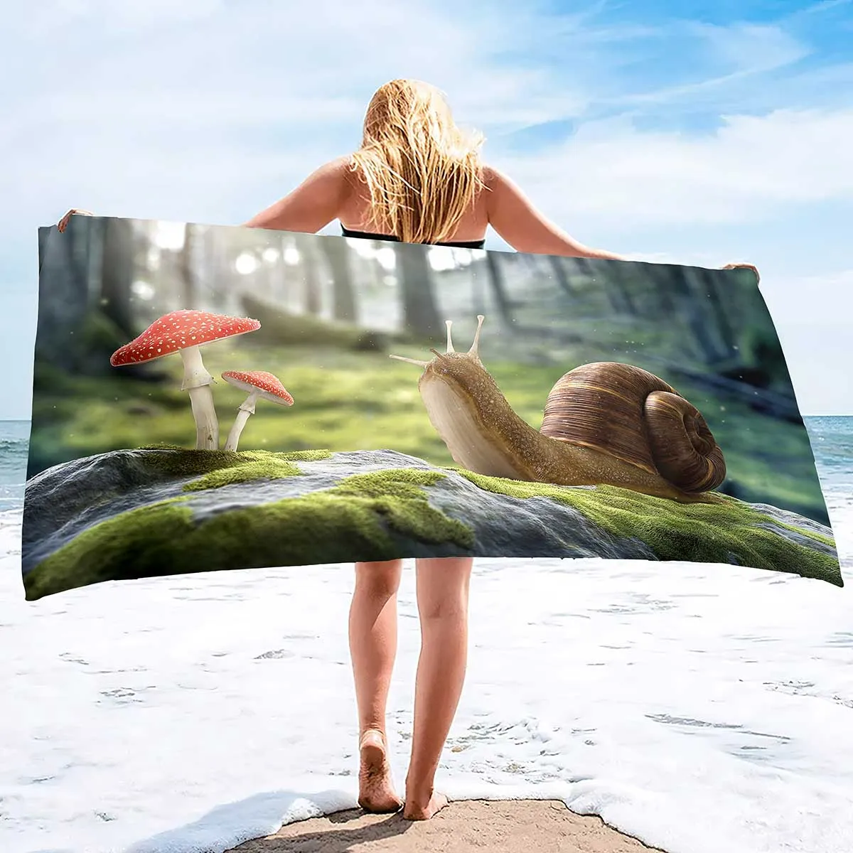

Snail Beach Towel Oversized Microfiber Beach Towels for Adults Quick Fast Dry Beach Towel Super Absorbent Beach Towels Sand Free