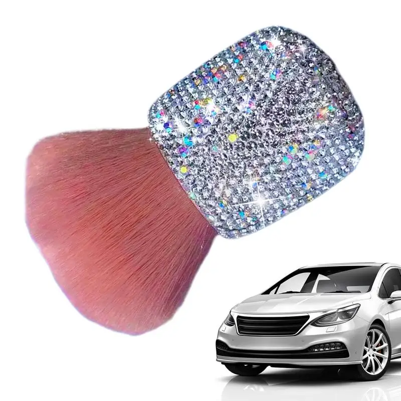 

Car Interior Brush Bling Rhinestone Detailing Brush Soft Bristles Dusting Tool Interior Cleaning Tool Car Brush Dust Collectors