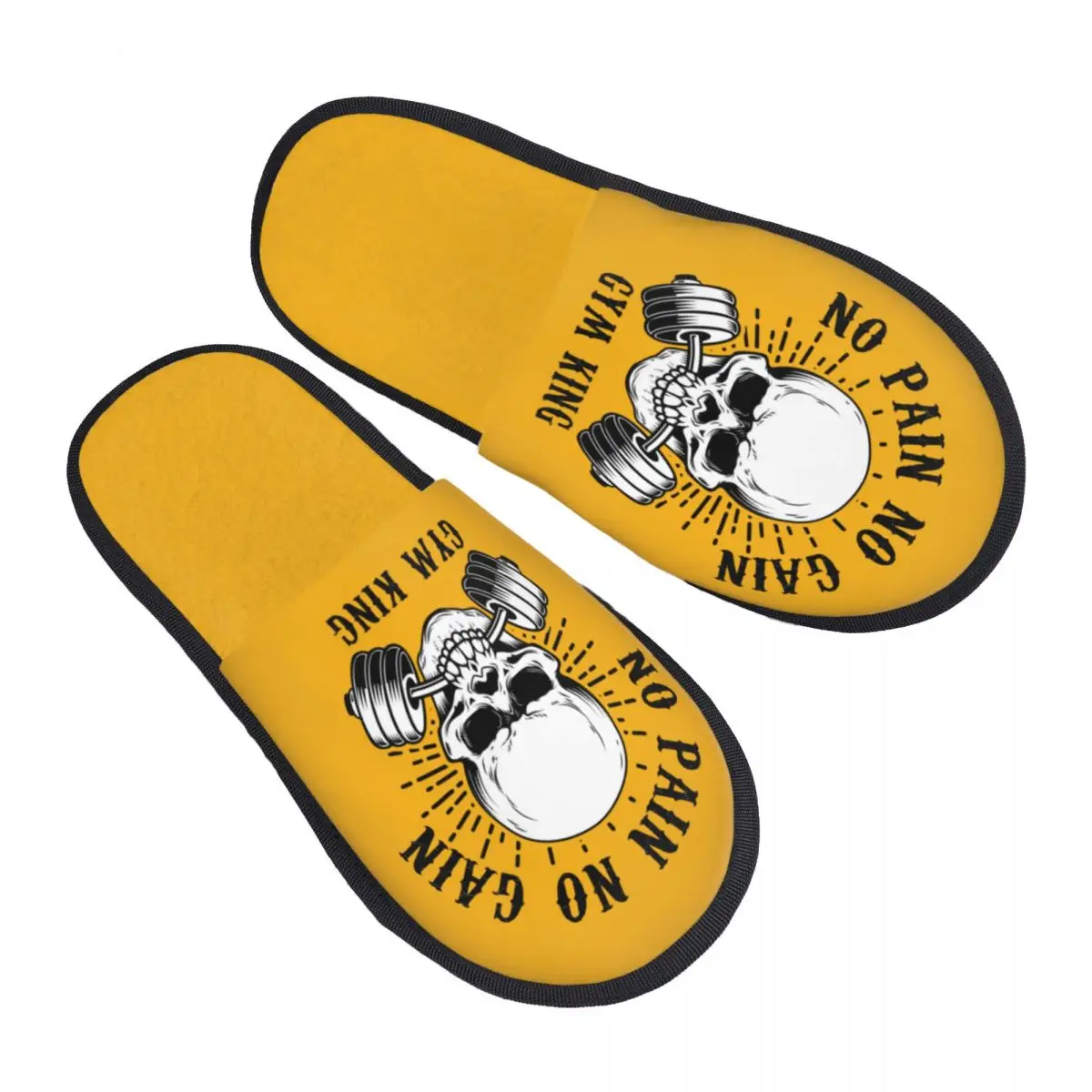 

No Pain No Gain House Slippers Cozy Warm Bodybuilding Fitness Gym Memory Foam Fluffy Slipper Custom Print Indoor Outdoor Shoes