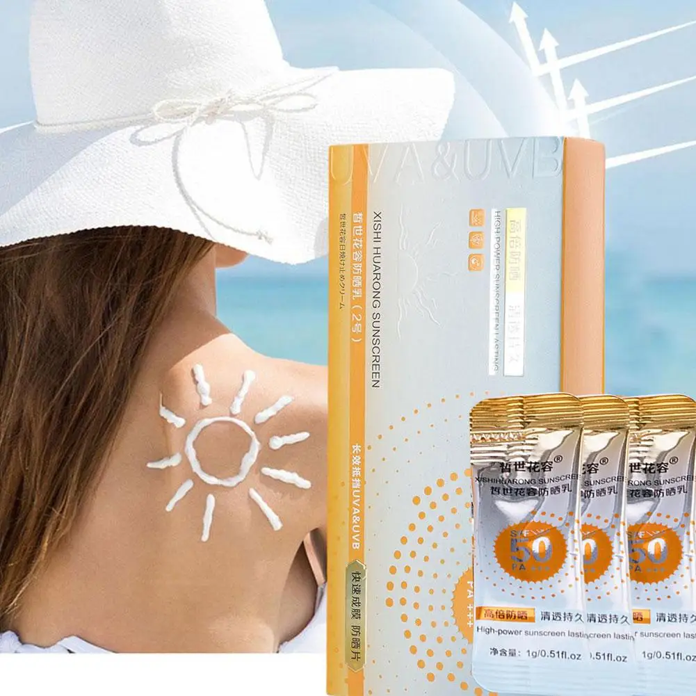 

Sunscreen Cream SPF50 PA+++ Prevent Sunburn Moisturizing Nourishing Sunblock Cream Body Face Refreshing 50pcs/box Skincare N1Y3