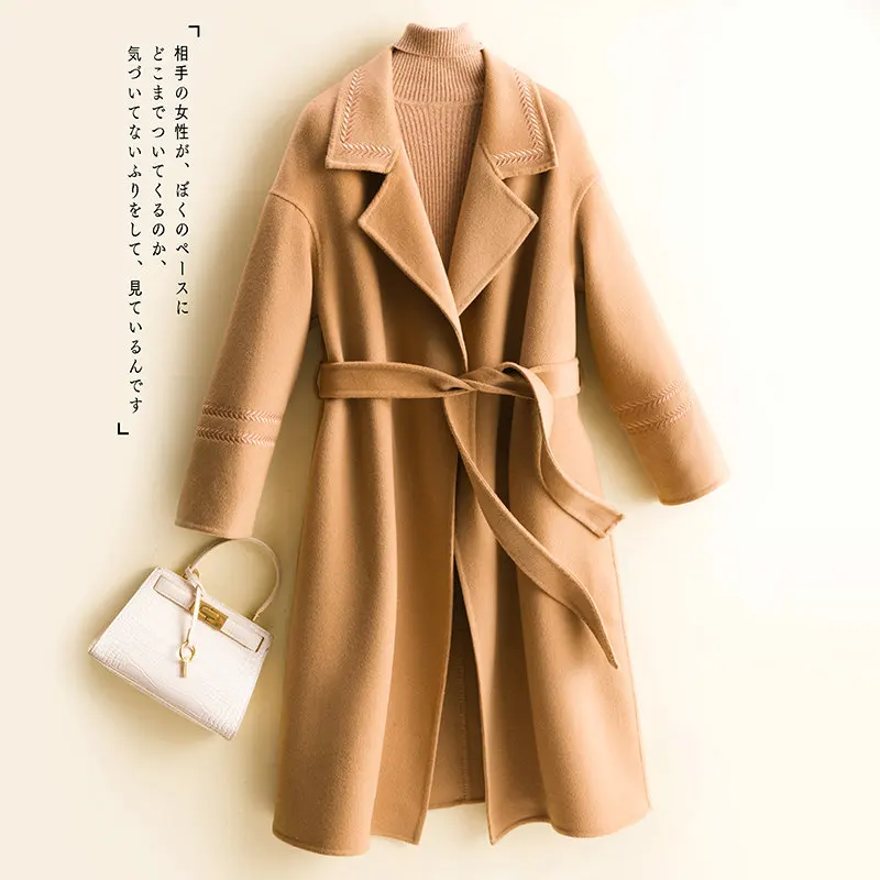 Suit double-sided cashmere coat women's mid-length woolen coat wool autumn 2023 new camel loose
Suit double-sided cashmere coat women's mid-length woolen coat wool autumn 2023 new camel loose
