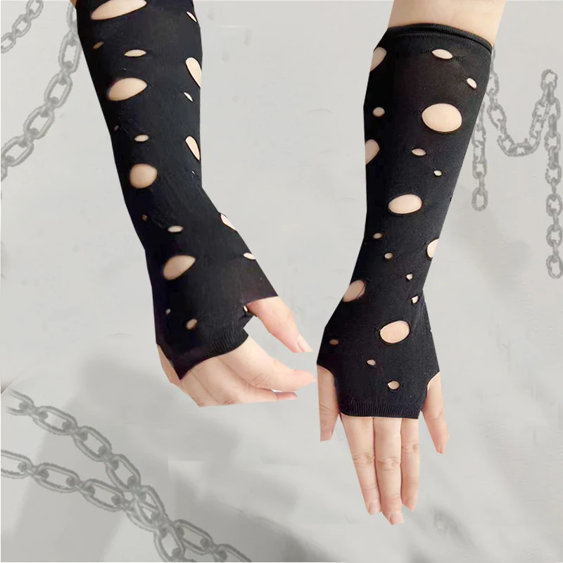 New Gothic Punk Fingerless Long Ripped Holes Gloves Halloween Hip-pop Rock Gloves Cosplay Dark Style Mittens Club Black Gloves
New Gothic Punk Fingerless Long Ripped Holes Gloves Halloween Hip-pop Rock Gloves Cosplay Dark Style Mittens Club Black Gloves