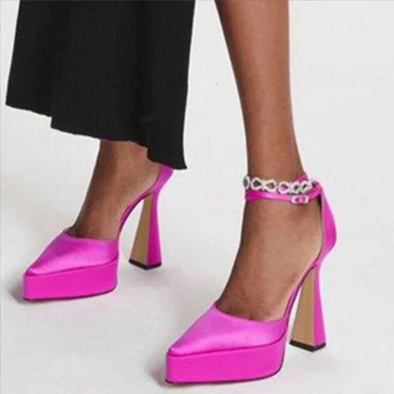 New Arrival Rhinestones Chains Women Pumps Platform Chunky High heels Ankle Strap Party Fashion Wedding Prom Shoes women
New Arrival Rhinestones Chains Women Pumps Platform Chunky High heels Ankle Strap Party Fashion Wedding Prom Shoes women