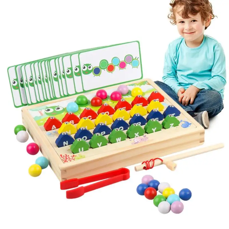Alphabet Fishing Puzzle Wooden Board Bead Game Clip Bead Game With Caterpillar Design Magnetic Pegboard Beads Game For Girl
Alphabet Fishing Puzzle Wooden Board Bead Game Clip Bead Game With Caterpillar Design Magnetic Pegboard Beads Game For Girl