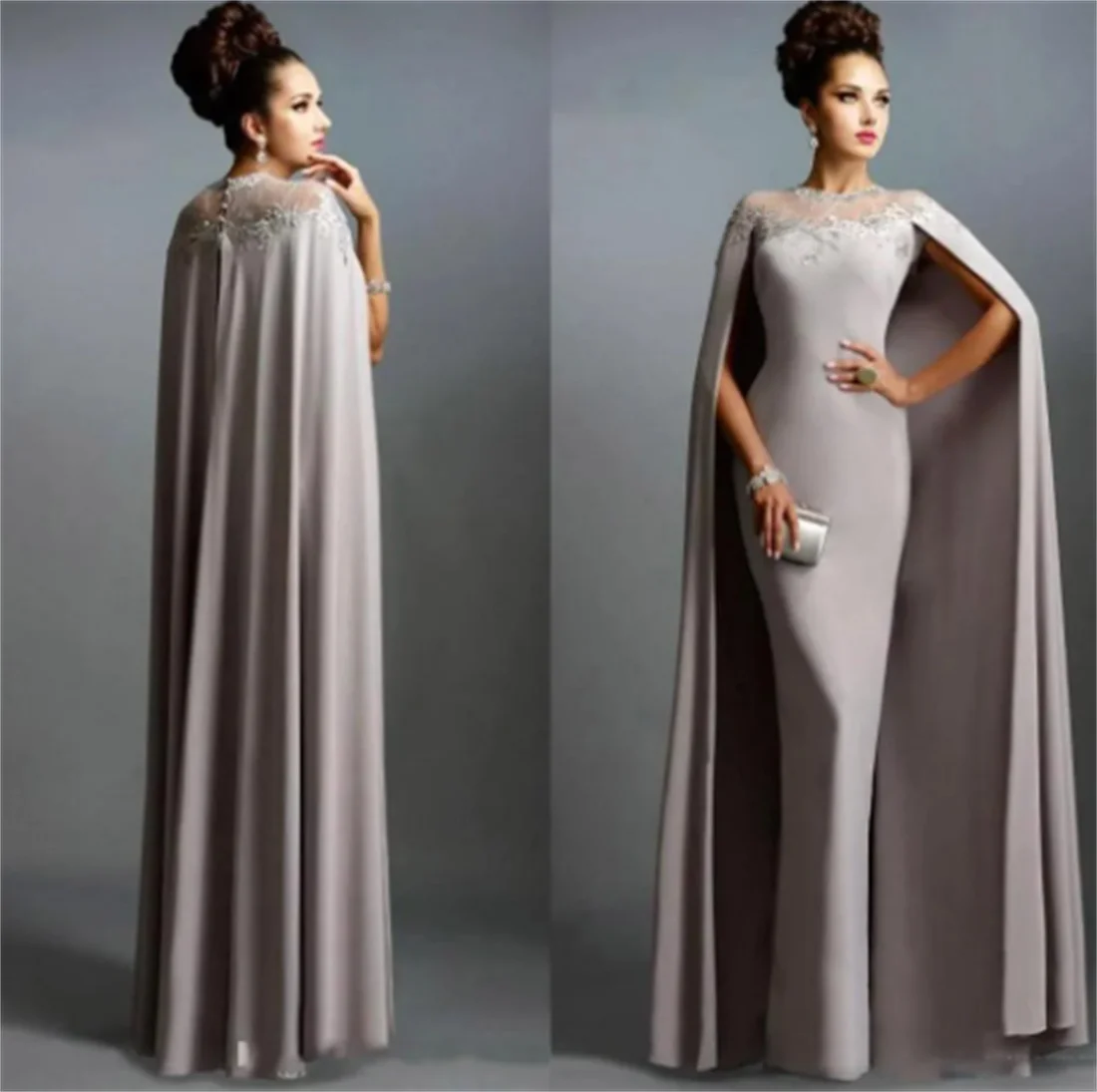 Vintage Mermaid Evening Dresses With Long Cape Lace Mother Of The Bride Plus Size Prom Formal Party Gowns Vestidos Para Mujer
Vintage Mermaid Evening Dresses With Long Cape Lace Mother Of The Bride Plus Size Prom Formal Party Gowns Vestidos Para Mujer
