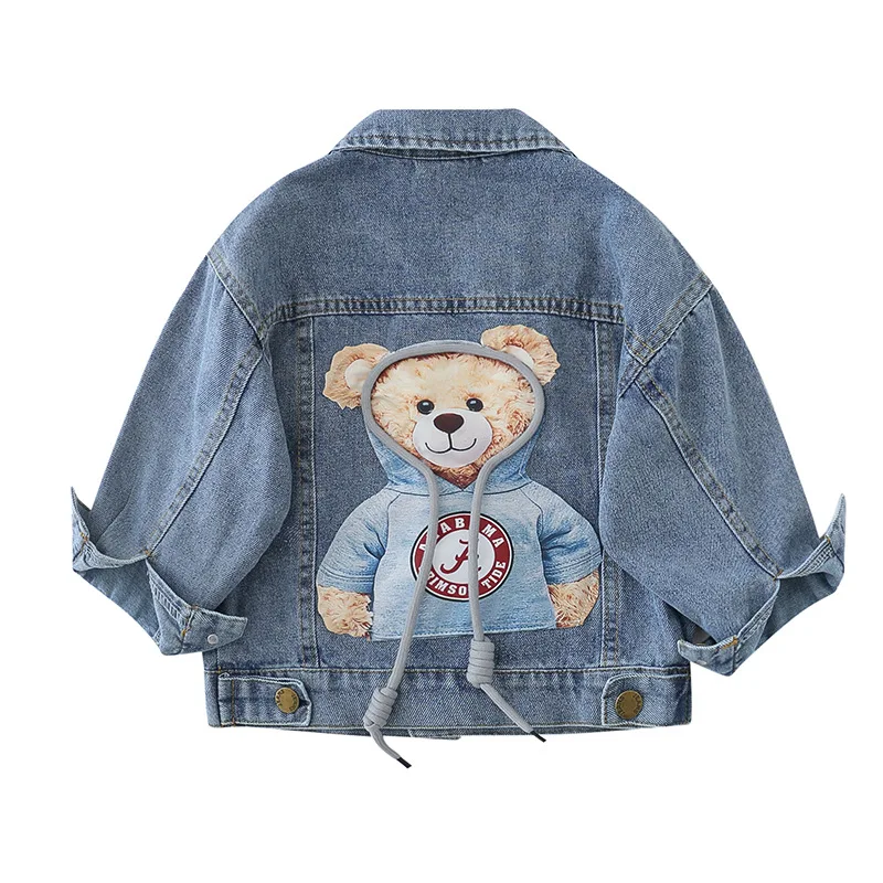 

New Denim Jacket For Boys Fashion Coats Children Clothing Spring Autumn Girls Clothes Outerwear Cartoon bear Jean Jacket Coat