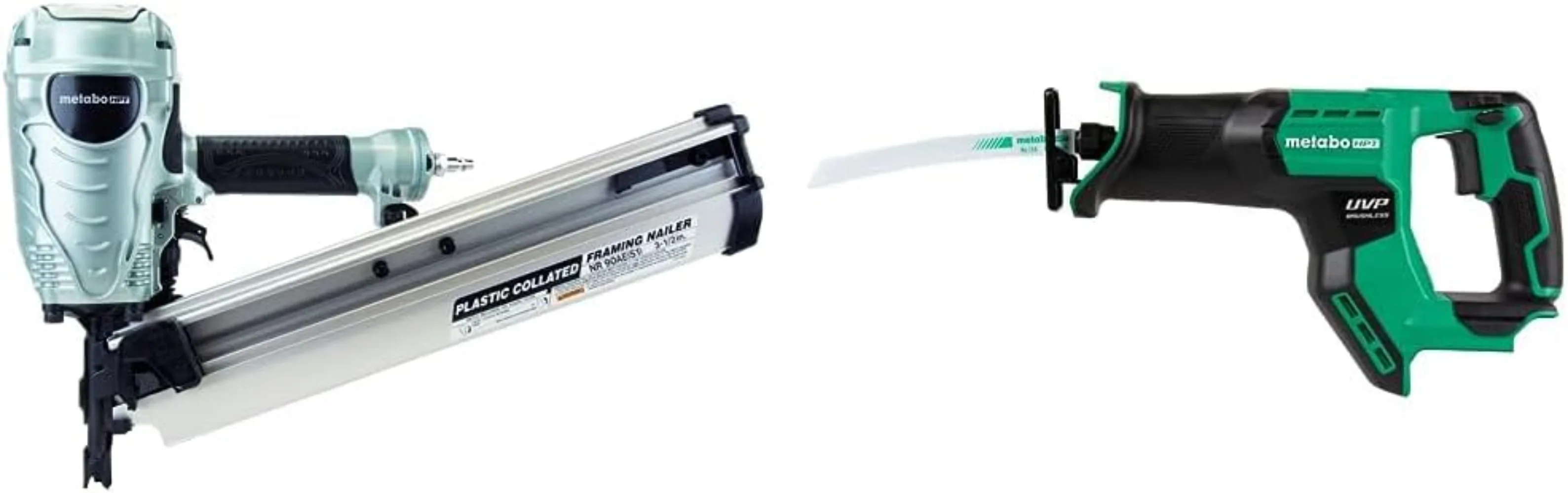 

Bundle of Metabo HPT Framing Nailer (NR90AES1) + Metabo HPT Cordless 18V MultiVolt™ Compact Reciprocating Saw | Tool Only - No