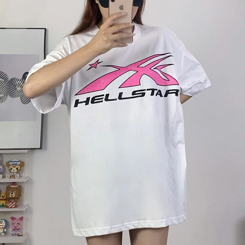 

2023SS Hellstar Correct 1:1 Label Printing High Quality Large 100% Cotton White Short Sleeve T-shirt