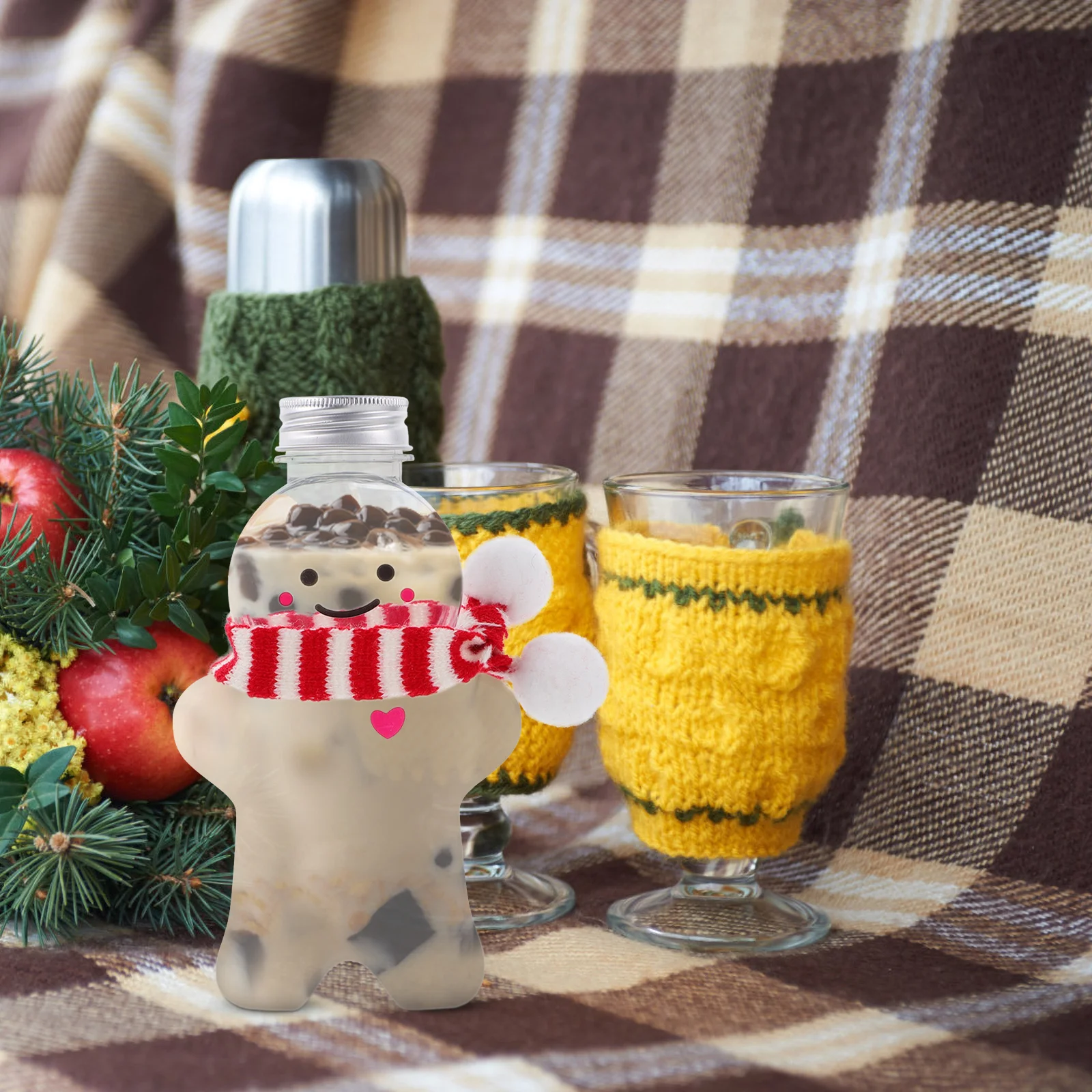 Empty Christmas Juice Bottles Xmas Gingerbread Beverage Bottles With Christmas Scarf PET Plastic Milk Tea Bottles
Empty Christmas Juice Bottles Xmas Gingerbread Beverage Bottles With Christmas Scarf PET Plastic Milk Tea Bottles