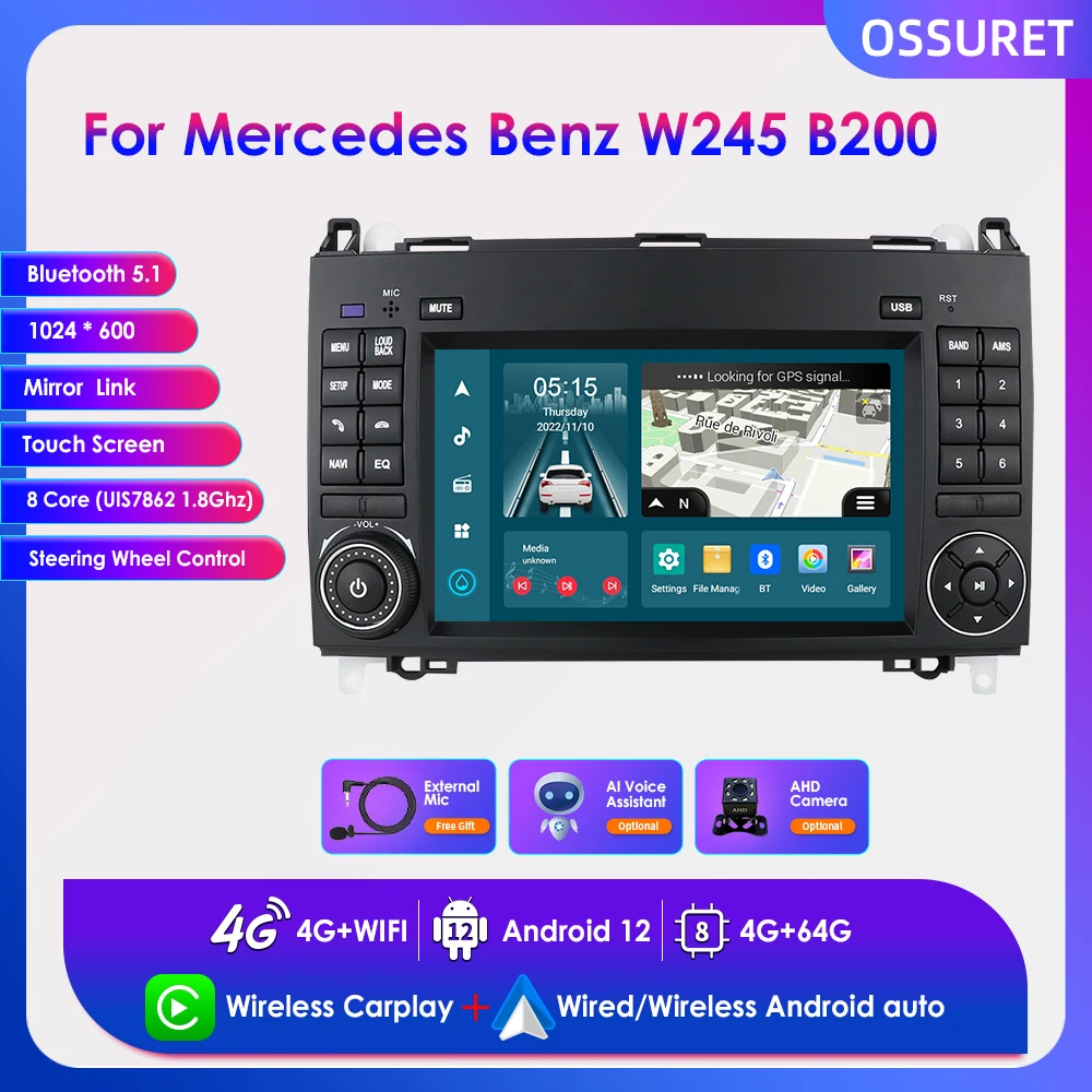 Автомагнитола для Mercedes Benz B200, мультимедийный проигрыватель на Android 12, 2 Din, 7 дюймов, W169, W245, Viano, Vito, W639, Sprinter, W906, с GPS
Автомагнитола для Mercedes Benz B200, мультимедийный проигрыватель на Android 12, 2 Din, 7 дюймов, W169, W245, Viano, Vito, W639, Sprinter, W906, с GPS