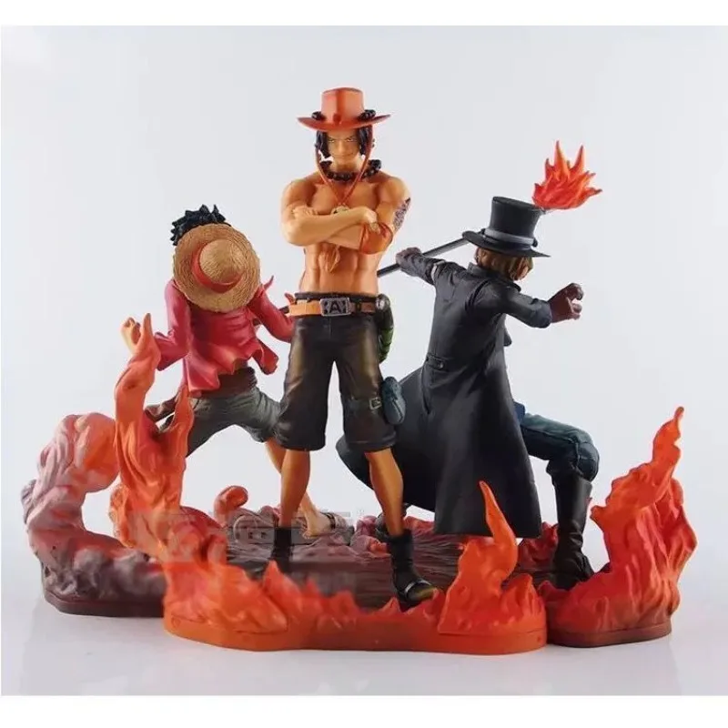 

Anime ONE PIECE DXF Portgas D Ace Monkey D Luffy Sabo Statue Three Brothers Scene PVC Action Figure Collectible Model Toy Boxed