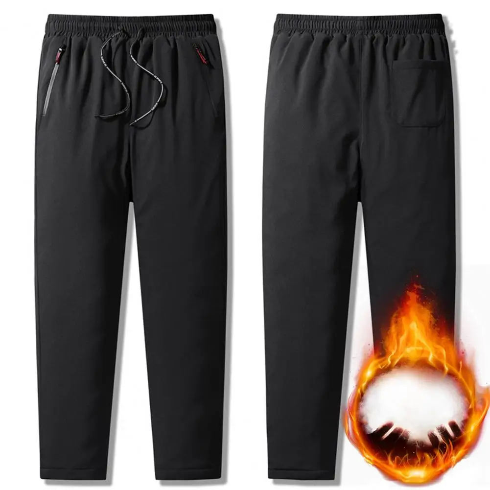 

Мужские повседневные брюки, утепленные плюшевые ветрозащитные спортивные брюки на шнуровке с эластичным поясом и карманами для бега на осень и зиму