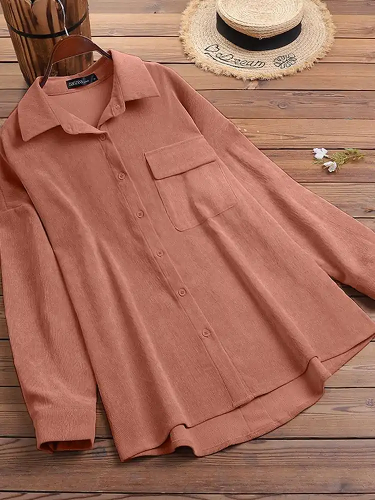 Модные женские рубашки ZANZEA 2024, осенняя Вельветовая блузка, Повседневная Туника с длинным рукавом, топы, винтажные свободные однотонные Блузы
Модные женские рубашки ZANZEA 2024, осенняя Вельветовая блузка, Повседневная Туника с длинным рукавом, топы, винтажные свободные однотонные Блузы