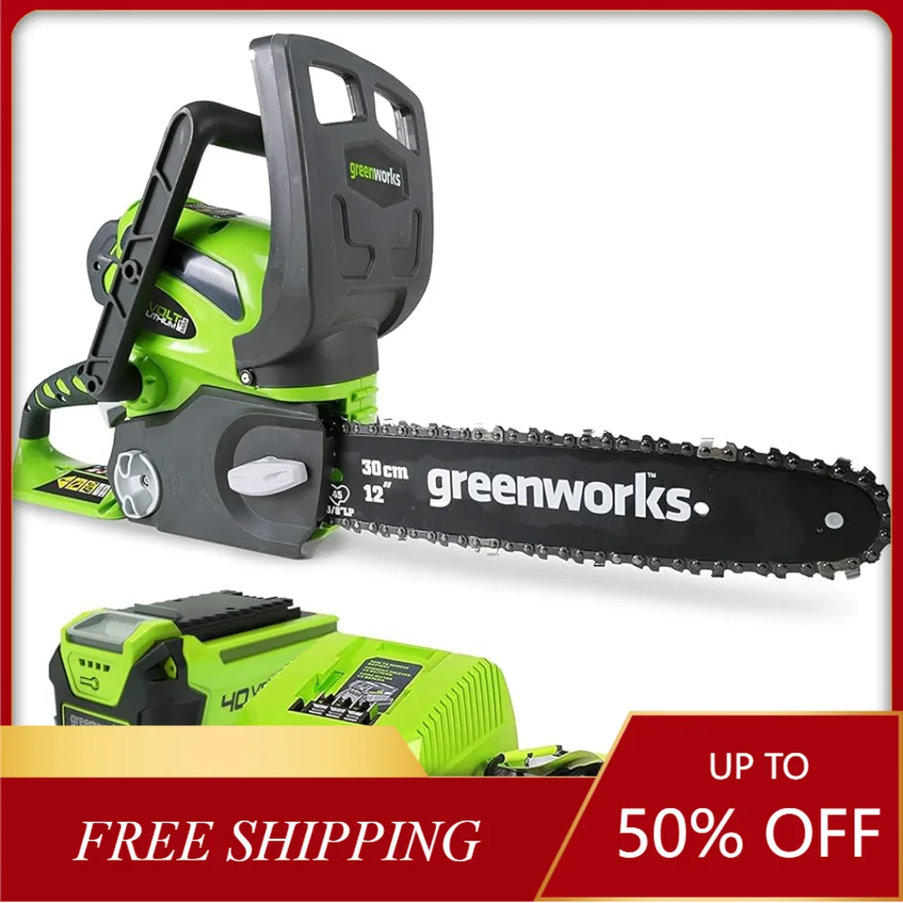

Greenworks 40V 12" Cordless Compact Chainsaw (Great Clean-Up, Pruning, and Camping),2.0Ah Battery and Charger Included