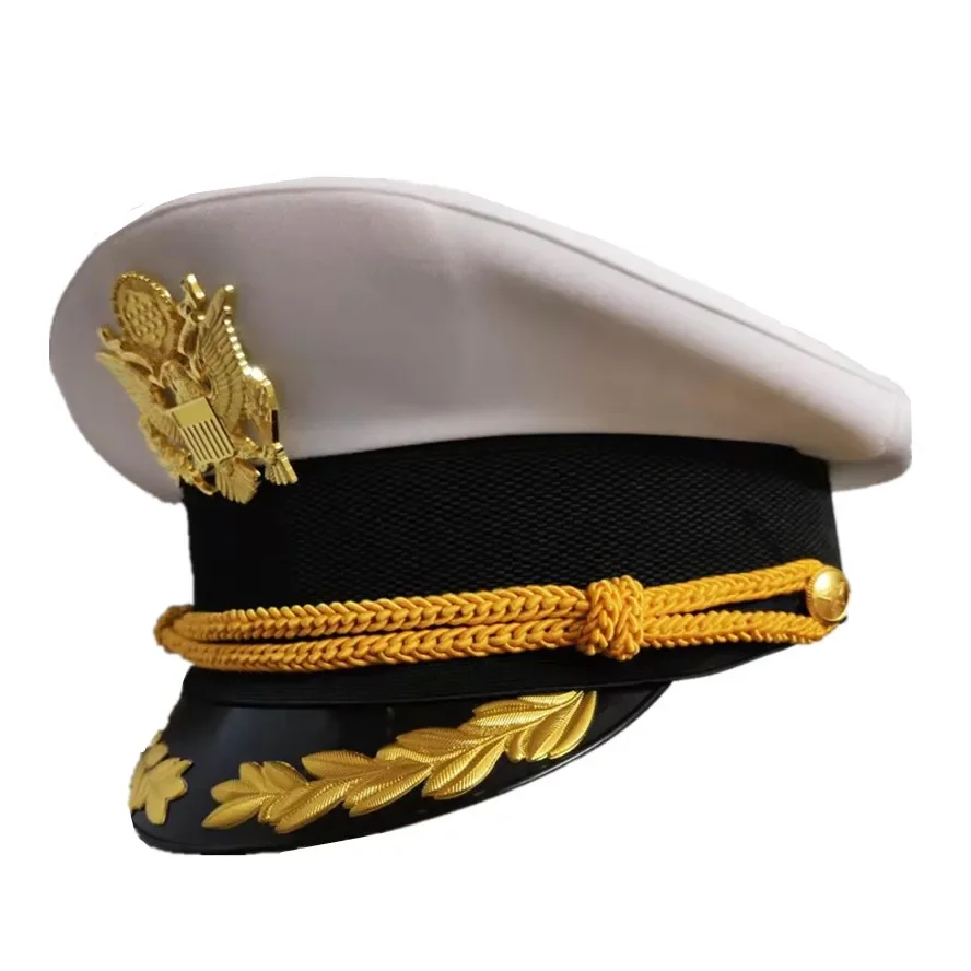 

White Captain Sailor Navy Marine Caps With Anchor Army Hat Eagle For Fancy Cosplay