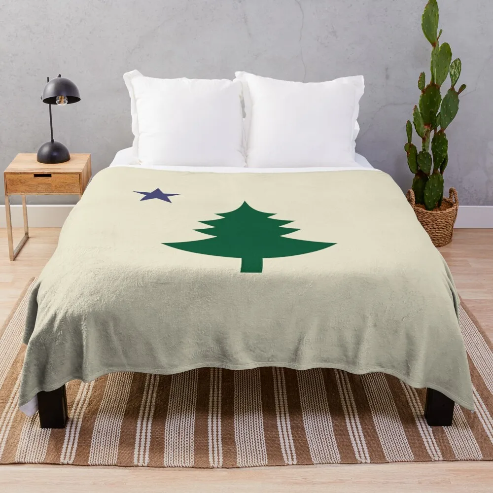 

1901 оригинальный флаг штата Мэн с сосновой деревом и звездами, одеяло, мягкие кровати, одеяла для кровати, теплые зимние одеяла