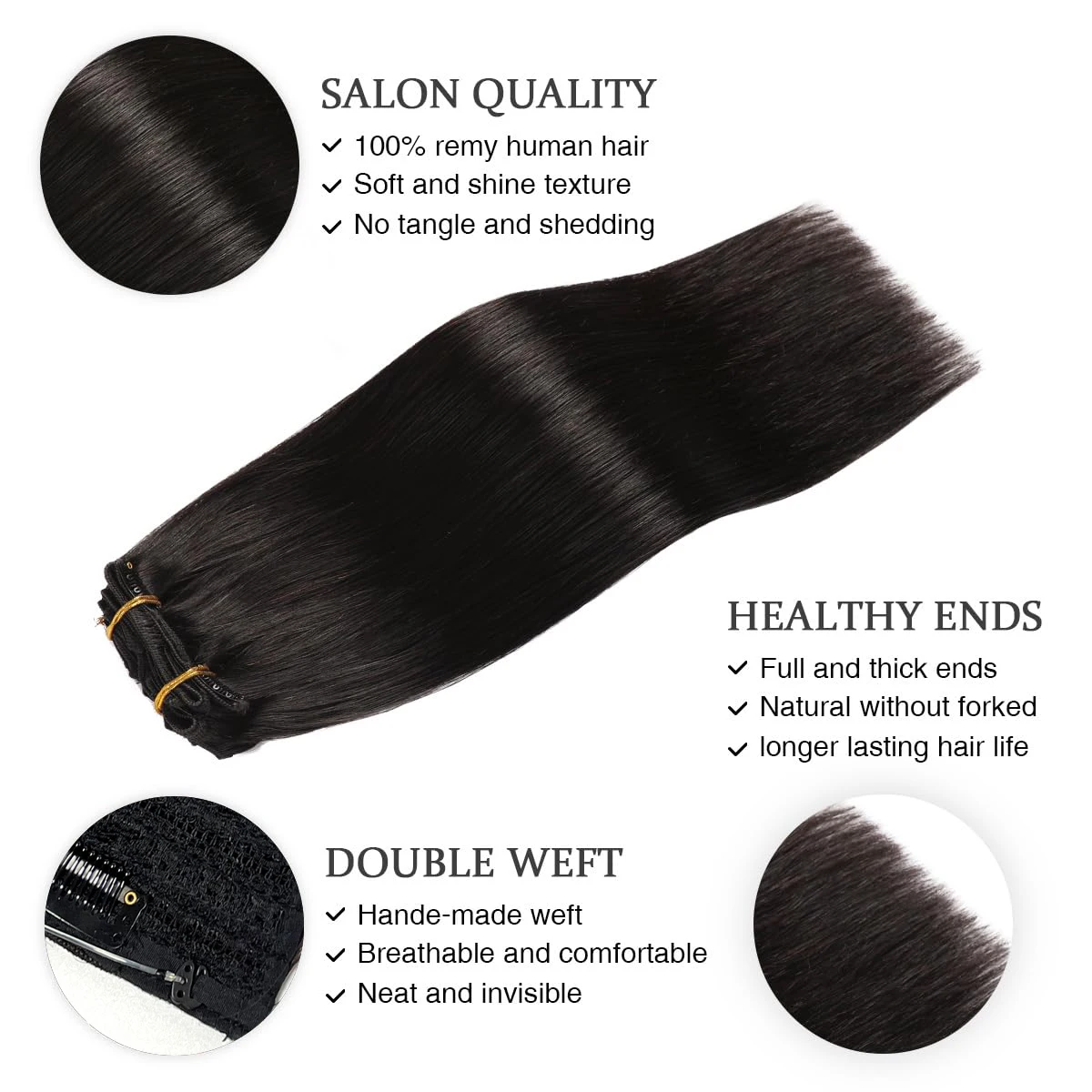 Straight Hair Clips Halo Hair Extensions Remy Human Hair Clip In Hair Extensions 26 Inch #1B One Piece Hair Wire Hair Extensions 37 Sfcc34b0b1fed4cd29c63a2e06bee82d1S