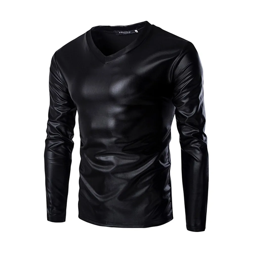 Fashion Men\\'s PU Leather T-Shirts Glossy Nightclub Performance Stage Tees Top Long Sleeve Shiny T-Shirt Men\\'s Clothing
Fashion Men\\'s PU Leather T-Shirts Glossy Nightclub Performance Stage Tees Top Long Sleeve Shiny T-Shirt Men\\'s Clothing