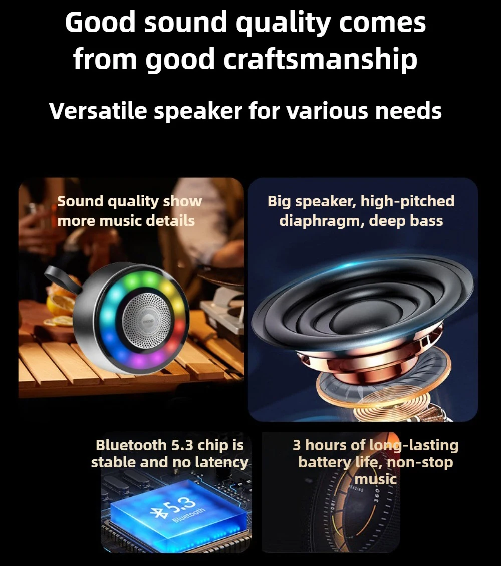 OKOP Altavoz Bluetooth inalámbrico caja de Metal bicicleta al aire libre altavoz Bluetooth portátil reproductor de música para ciclismo luz de Color RGB TF USB OKOP Altavoz Bluetooth inalámbrico caja de Metal bicicleta al aire libre altavoz Bluetooth portátil reproductor de música para ciclismo luz de Color RGB TF USB