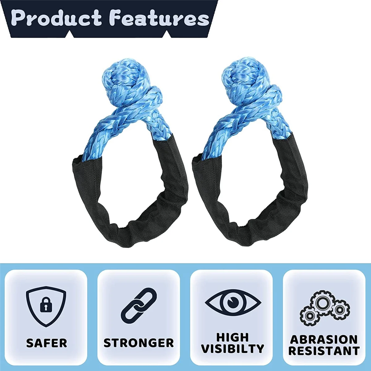 2PCS Blue 1/2Inch X 22Inch Soft Hook and Loop Rope Synthetic Traction Recovery Strap 43000LBS Breaking Power
2PCS Blue 1/2Inch X 22Inch Soft Hook and Loop Rope Synthetic Traction Recovery Strap 43000LBS Breaking Power