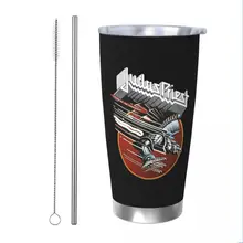 Judas Priest Insulated Tumbler with Straws Heavy Metal Rock Vacuum Thermal Mug Office Home Car Bottle Cup, 20oz