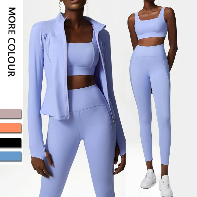 3-piece sports set, women's fitness and sportswear, long sleeved shirt, underwear, high waisted pants, tight pants, outdoor
3-piece sports set, women's fitness and sportswear, long sleeved shirt, underwear, high waisted pants, tight pants, outdoor