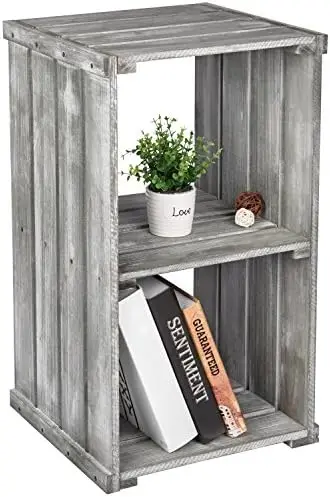 Tier Rustic Dark Gray Wood Crate Design Storage Shelf Organizer Cubby, Small Bookcase Shelving Unit, Side Accent Table Nightstan
Tier Rustic Dark Gray Wood Crate Design Storage Shelf Organizer Cubby, Small Bookcase Shelving Unit, Side Accent Table Nightstan