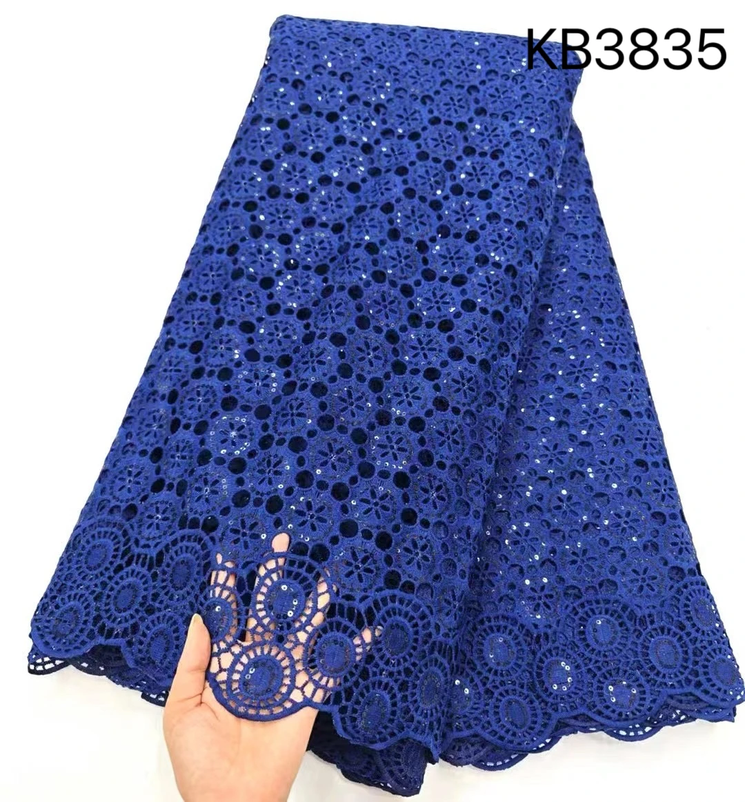 

Royal Blue Water Souble Sequins Lace Nigeria Tulle Lace Fabric with Sequence Guipure Lace Fabric French Mesh for Sewing KB3835