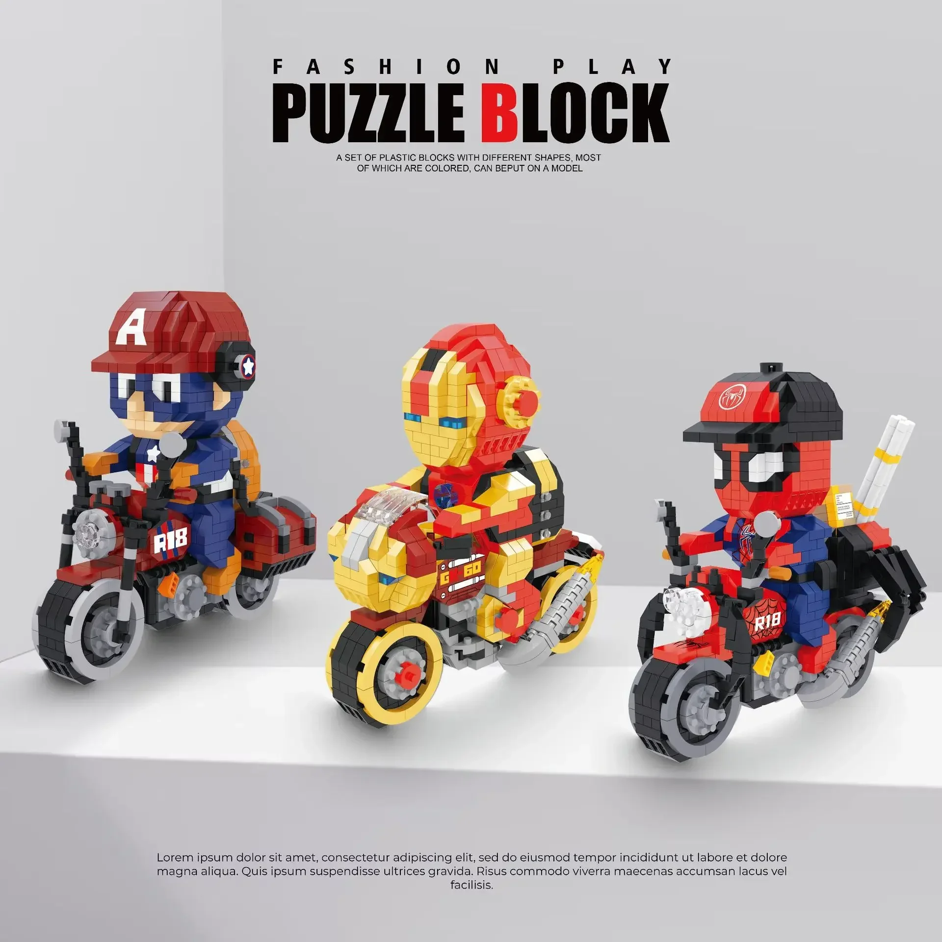 Super Heroes Micro Building Block Marvel Spiderman Iron Man Motorcycle Assembled Model Captain America Mini Brick Figures Toys
Super Heroes Micro Building Block Marvel Spiderman Iron Man Motorcycle Assembled Model Captain America Mini Brick Figures Toys