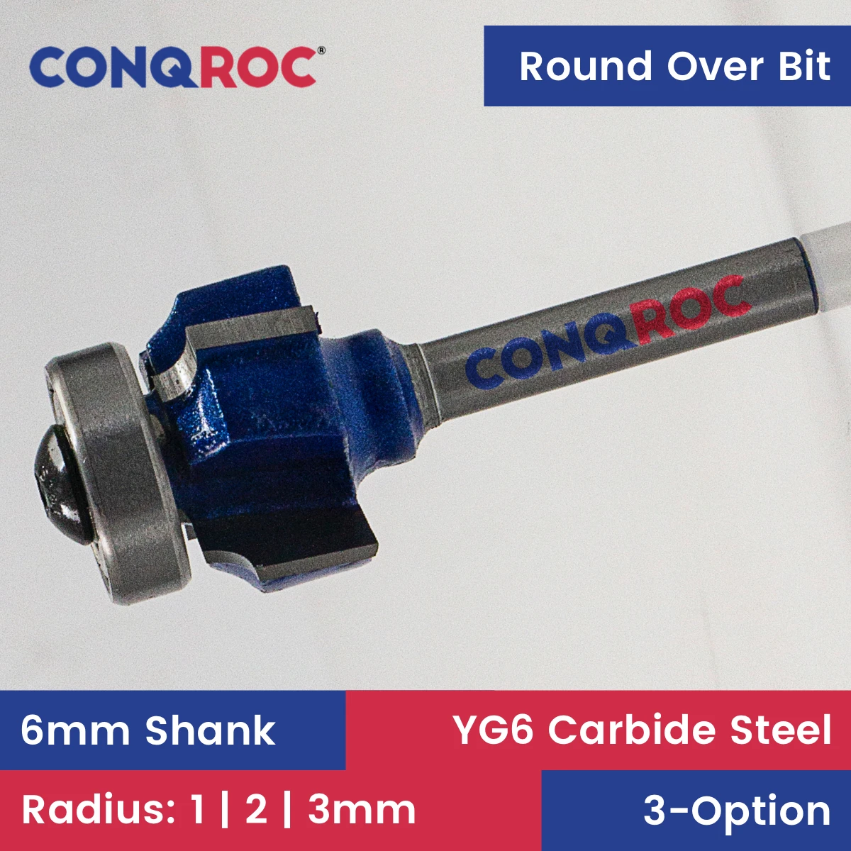 

Round Over Router Bit with Top Bearing 6mm Shank 4-Wing 3-Option Radius R1 | R2 | R3 Woodworking Edge Trim Milling Cutter