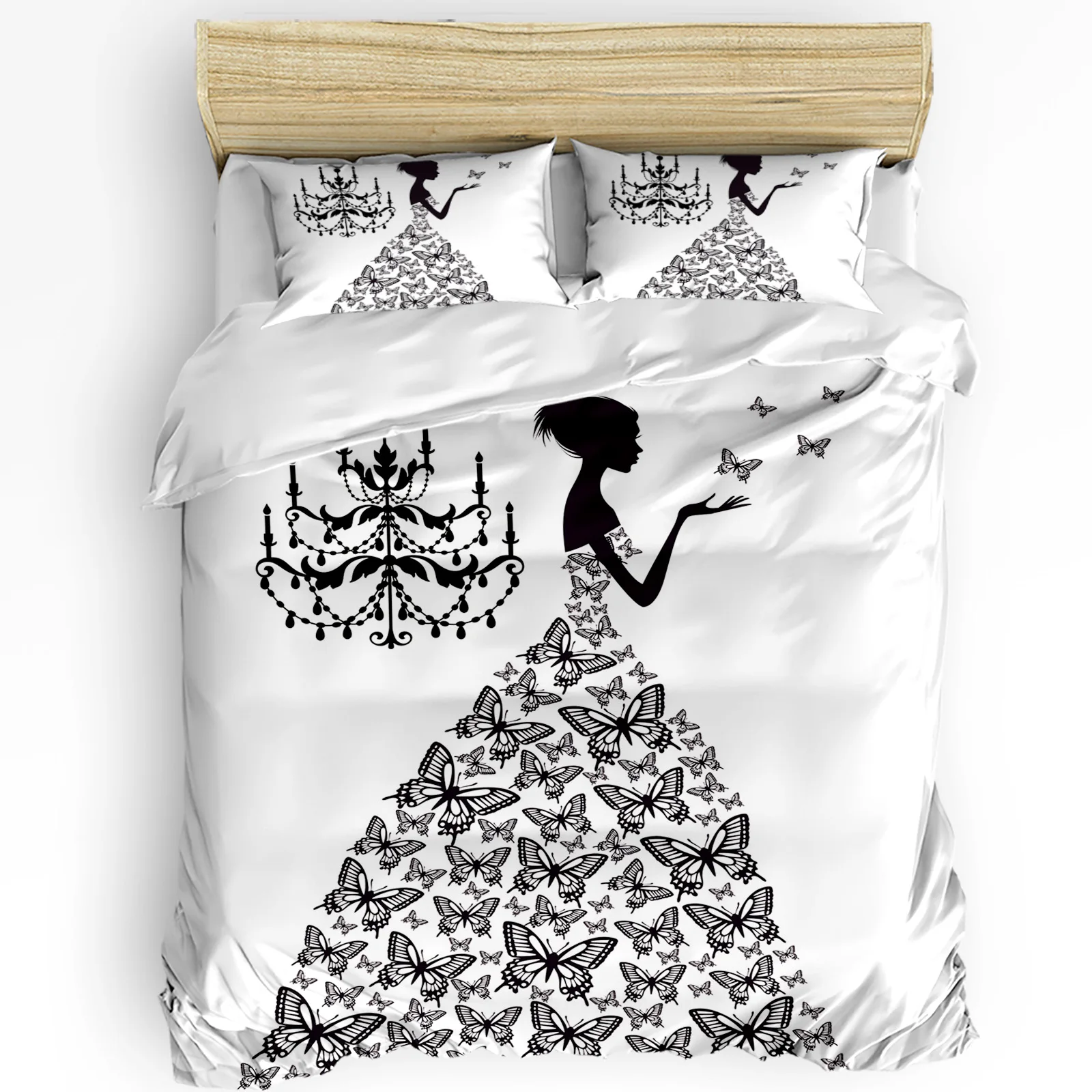 Butterfly Dresses Girl Chandelier Black And White Duvet Cover 3pcs Bedding Set Home Textile Quilt Cover Pillowcases No Sheet
Butterfly Dresses Girl Chandelier Black And White Duvet Cover 3pcs Bedding Set Home Textile Quilt Cover Pillowcases No Sheet