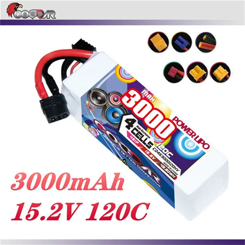 CODDAR 15.2V 3000mAh 4S Lipo Battery 120C For FPV RC Quadcopter Aircraft With T/XT60/TRX/XT90/EC5 Plug Rechargeable Battery
CODDAR 15.2V 3000mAh 4S Lipo Battery 120C For FPV RC Quadcopter Aircraft With T/XT60/TRX/XT90/EC5 Plug Rechargeable Battery