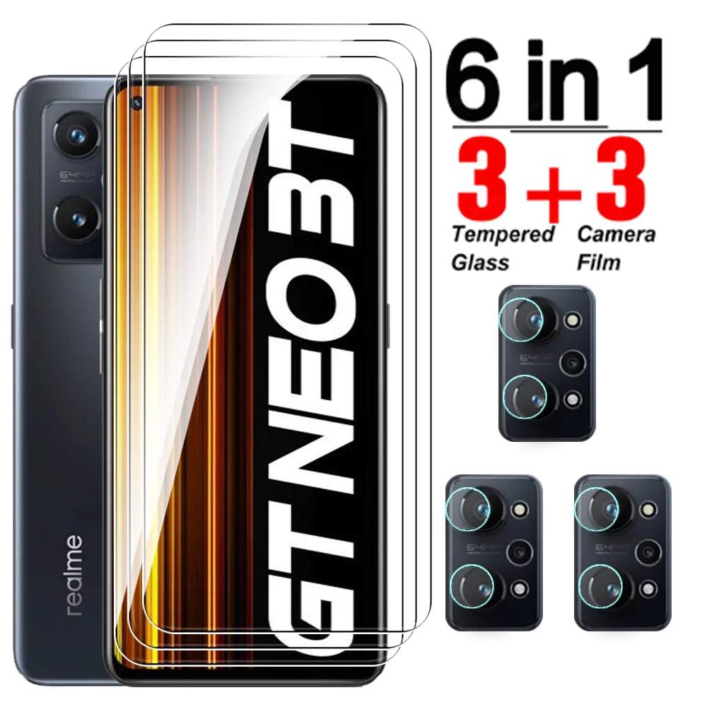 

6 in 1 Glass For Oppo Realme GT Neo 2 3T Q5 Pro Tempered Glass Camera Lens Film Realmy GT Neo2 Neo3T Q5Pro 5G Screen Protector