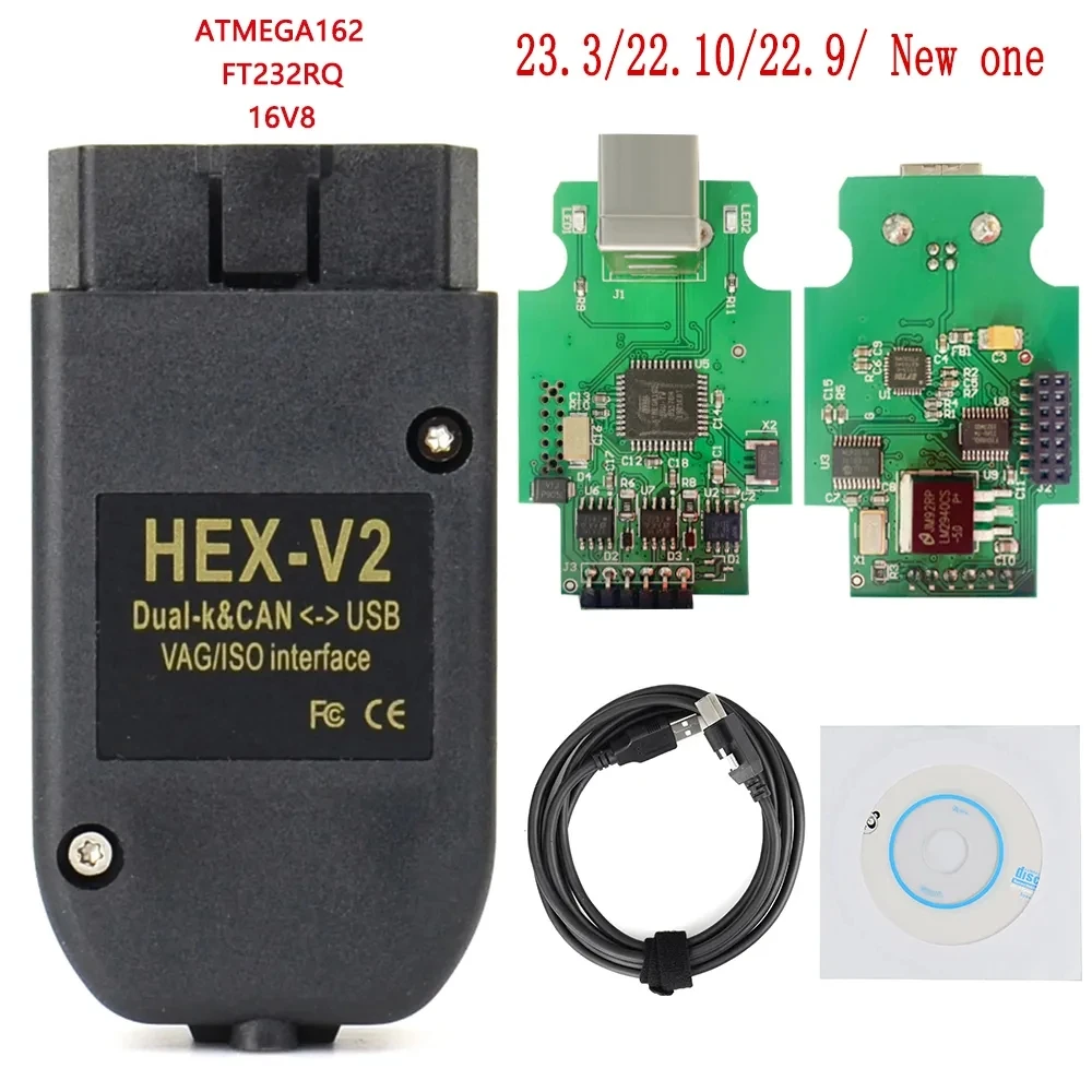 

2023 Newest VAGCOM 22.10 Obd2 Scanner HEX V2 VAG COM 21.9 FOR VW AUDI Skoda Seat ATMEGA162 Multi-language VAG COM HEX V2