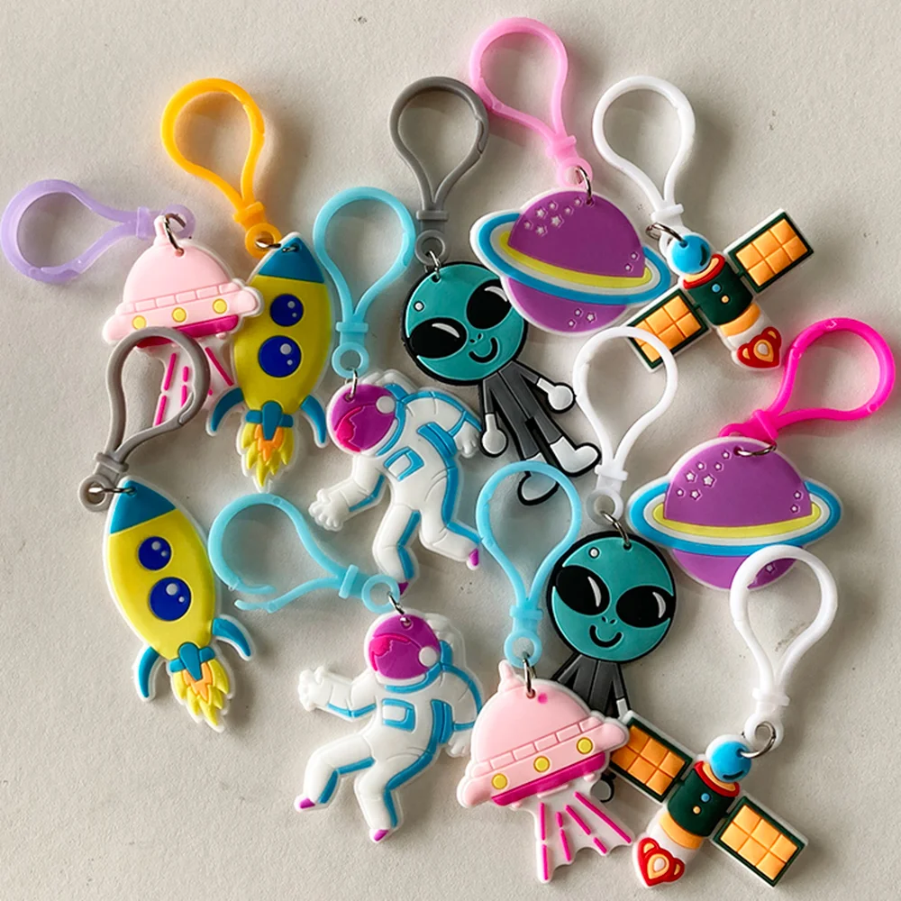 

12Pcs Outer Space Galaxy Theme Keychain Rocket Alien Planet Design Gift Kids Classroom Prizes Birthday Party Decoration Supplies