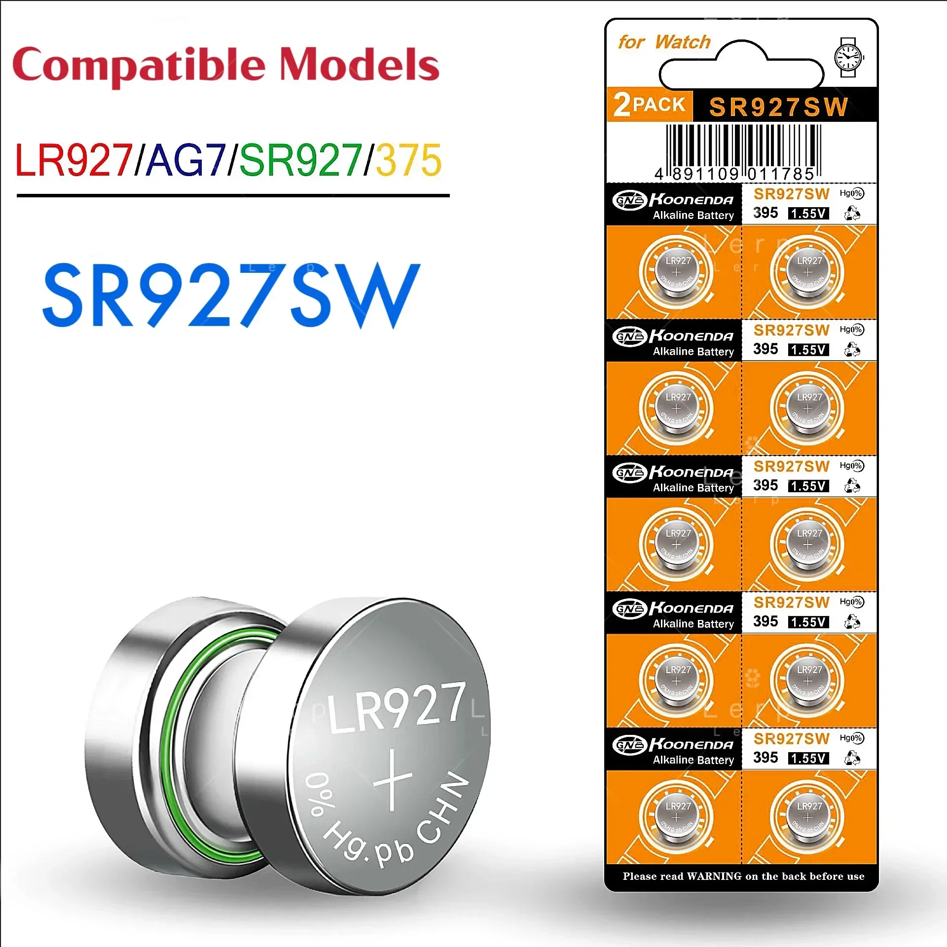 

SR927SW button battery, 395/AG7/LR927/399/395/SR57/195/GP95A universal, suitable for watch batteries, quartz watches, etc