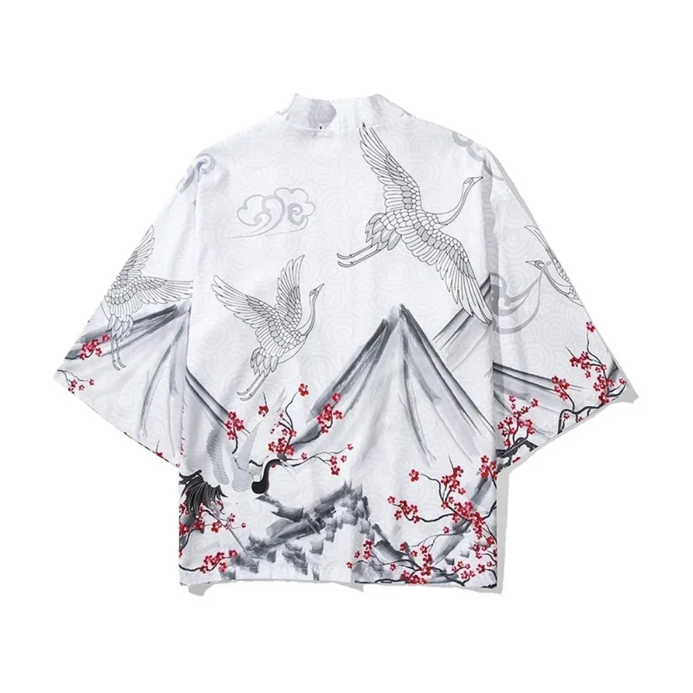 

Japanese Style Dragon Cardigan Kimono Cosplay Harajuku Women Man White Yukata Jacket Streetwear Traditional Robe Tops