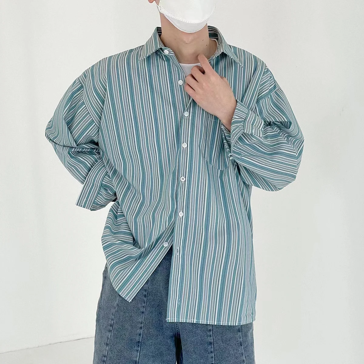 2022 Men's Striped Printing Long Sleeved Shirt Loose Lapel Collar Shirts Lazy Style Clothes Blue/Apricot Color Camisa Masculina
2022 Men's Striped Printing Long Sleeved Shirt Loose Lapel Collar Shirts Lazy Style Clothes Blue/Apricot Color Camisa Masculina