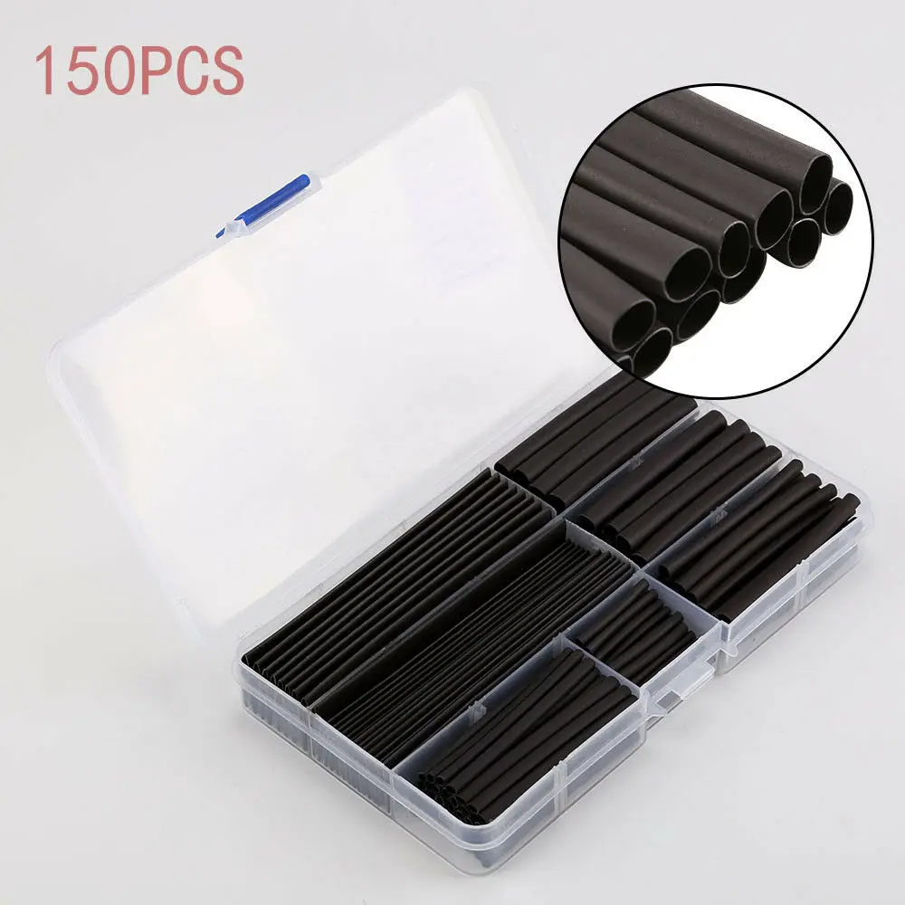 

150Pcs/Box Heat Shrink Tubing Tube Sleeve Kit Car Electrical Assorted Cable Wire Wrap Assorted Wire Cable Insulation Sleeving