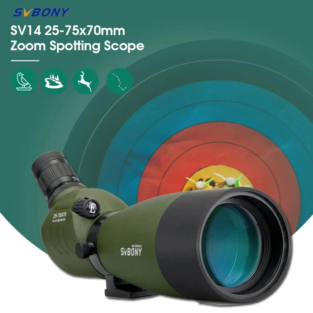 SVBONY Spotting Scope SV14 25-75x70 Zoom Telescope FMC Bak4 Prism Water-Resistant Optics Outdoor Equipment Bird Watching Camping
SVBONY Spotting Scope SV14 25-75x70 Zoom Telescope FMC Bak4 Prism Water-Resistant Optics Outdoor Equipment Bird Watching Camping
