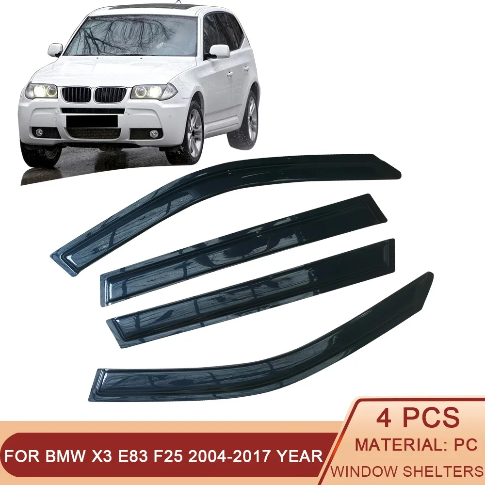 For BMW X3 E83 F25 2004-2017 Auto Side Window Wind Deflectors Visors Black Rain Guard Door Visor Vent Shades Dark Ventvisor
For BMW X3 E83 F25 2004-2017 Auto Side Window Wind Deflectors Visors Black Rain Guard Door Visor Vent Shades Dark Ventvisor