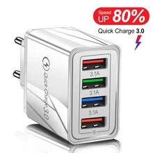 4 Ports USB Fast Charger Quick Charge 3.0 EU/US Plug For iPhone 13 Xiaomi Huawei Travel Charging USB Adapter Wall Mobile Charger 4 Ports USB Fast Charger Quick Charge 3.0 EU/US Plug For iPhone 13 Xiaomi Huawei Travel Charging USB Adapter Wall Mobile Charger