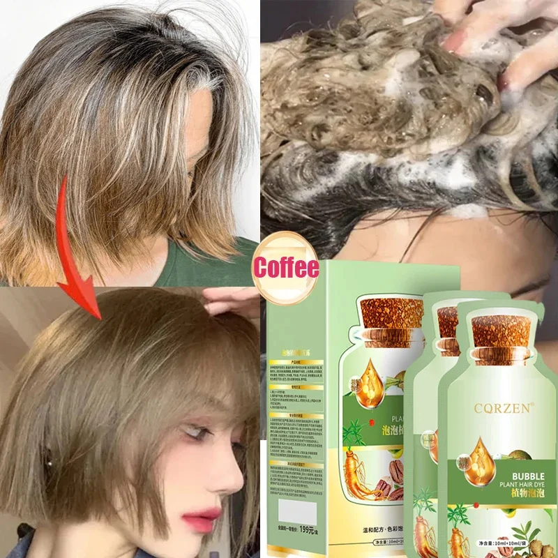 

Gray White to Black Hair Dye Natural Plant Shampoo Black Coffee Chestnut Brown Long Lasting Coloring Fashion Style Hair Care