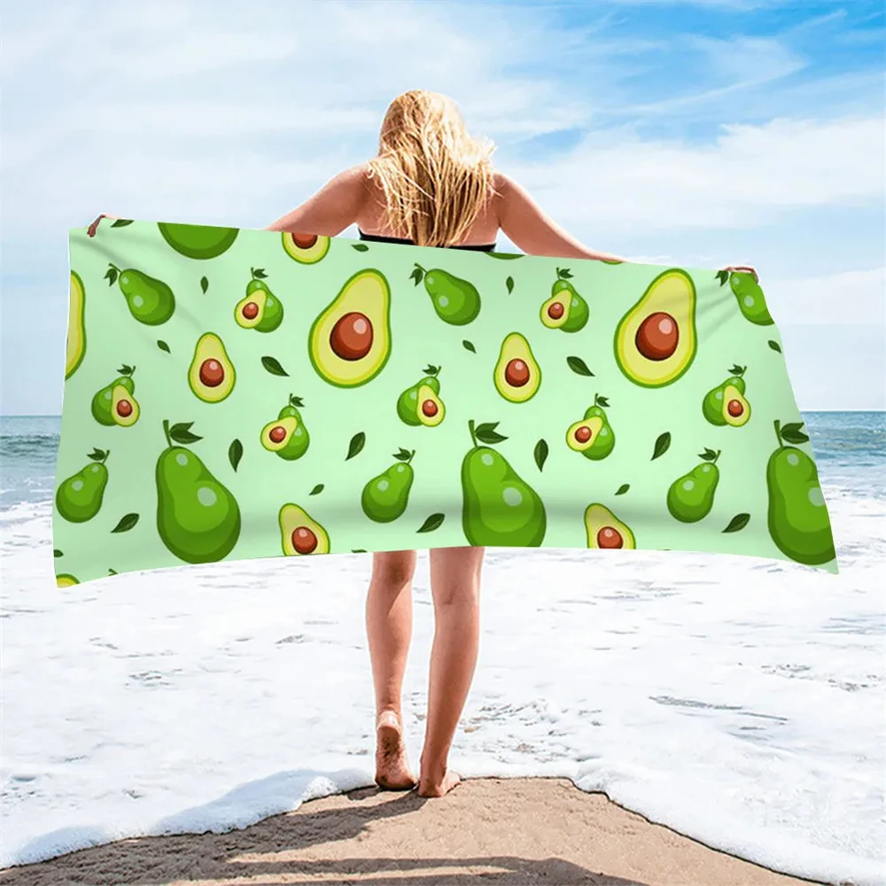 

Пляжное полотенце из микрофибры с авокадо, мультяшное банное полотенце с фруктами, без песка, быстросохнущее абсорбирующее полотенце для плавания, путешествий, кемпинга, спорта, лица